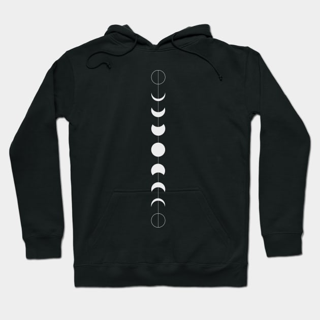 Phases Of The Moon - White Version Hoodie by Lumos19Studio